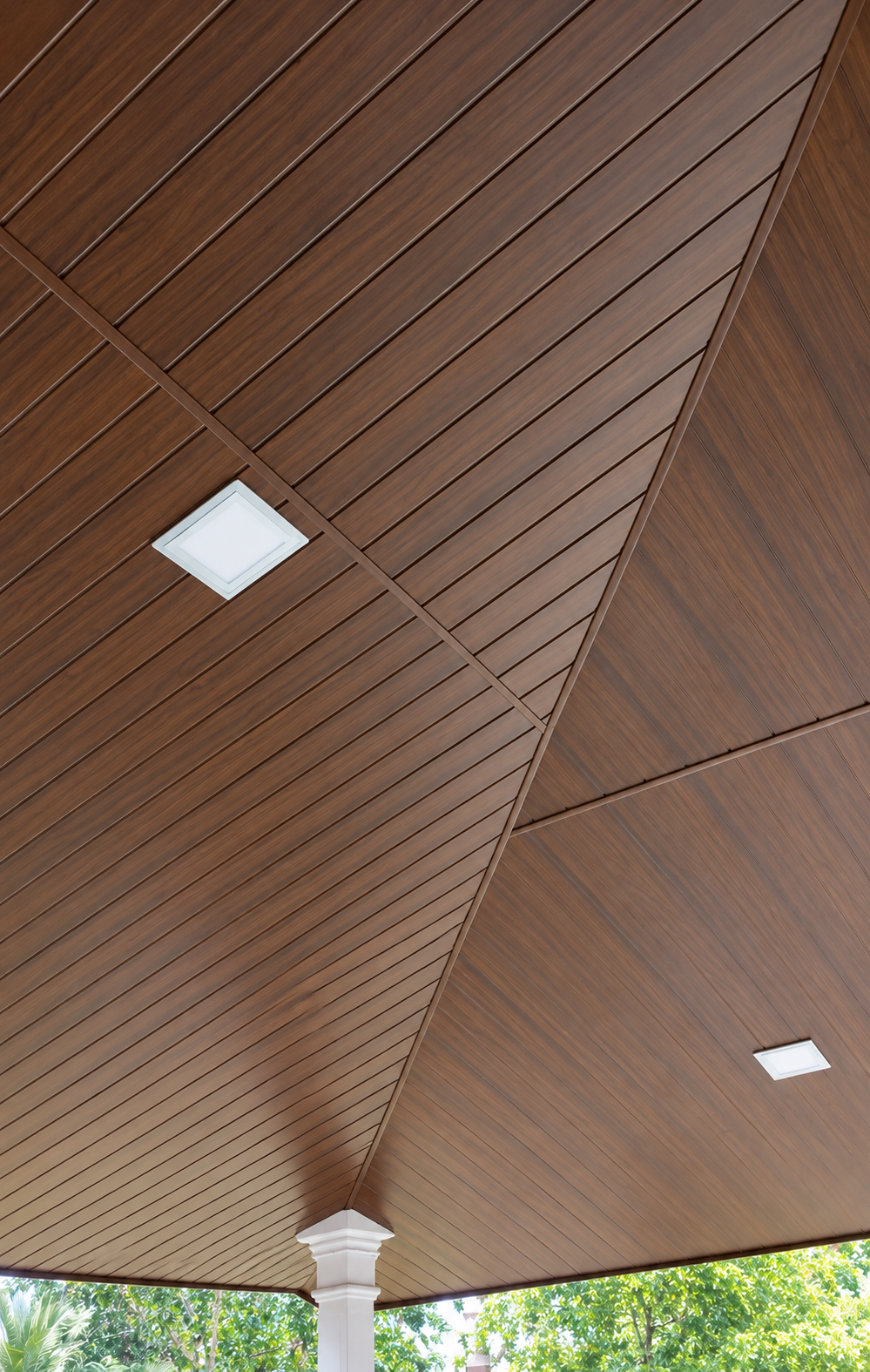Teak finish veranda ceiling